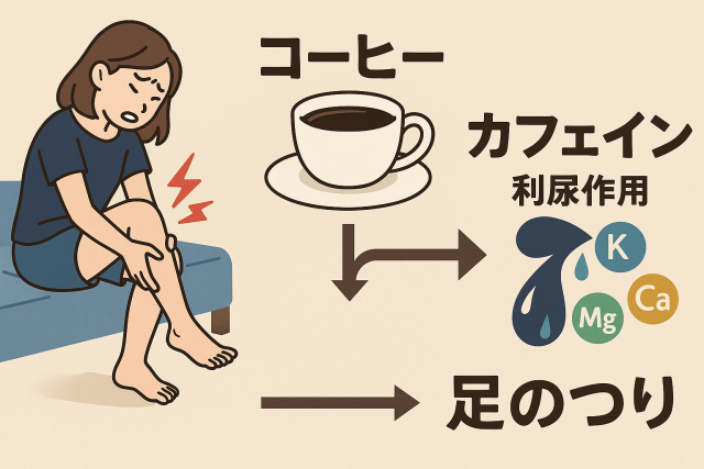 コーヒーと足のつりの関係性とは? - カフェインが持つ利尿作用 - ミネラルの排出と筋肉への影響