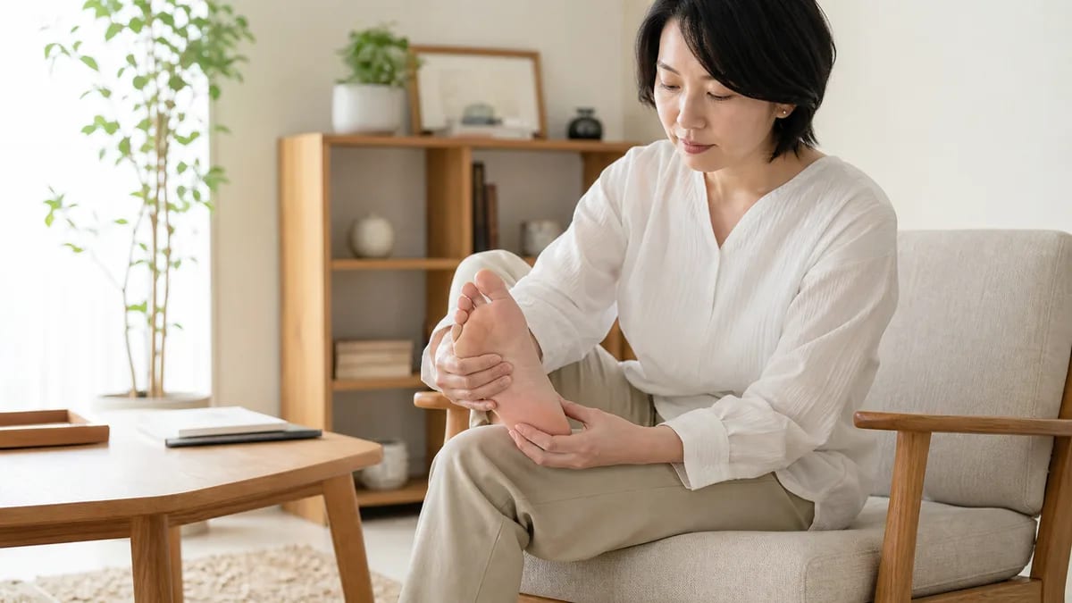 足裏の状態を無理なく確認する足元の様子