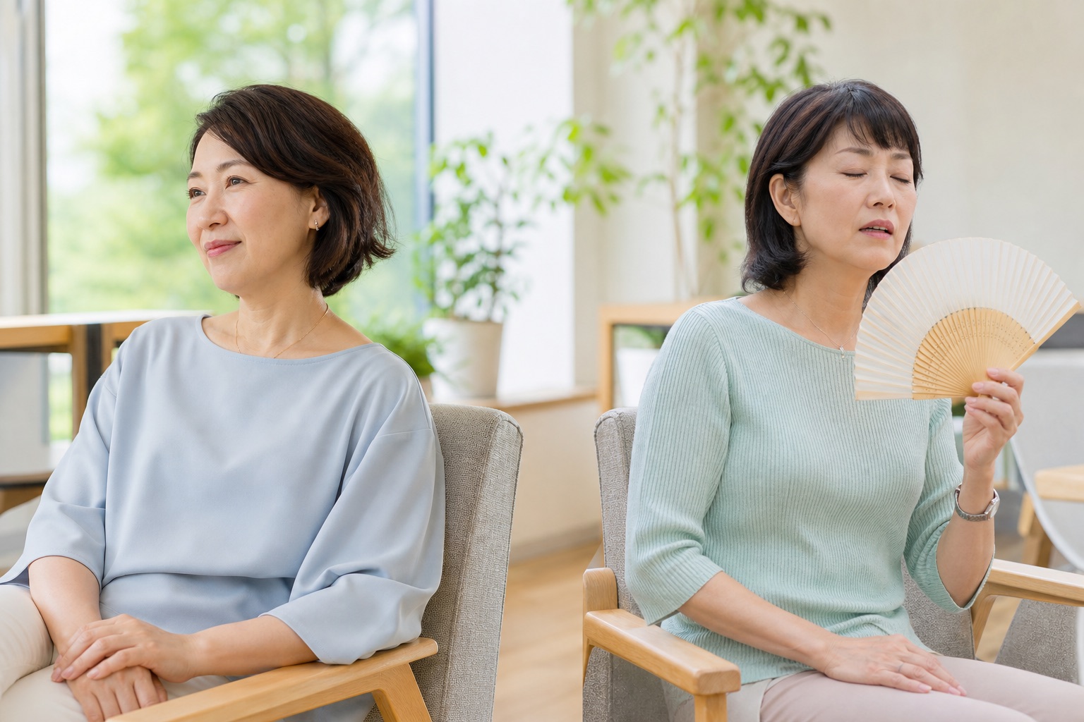 更年期症状の感じ方が異なる二人の50代女性