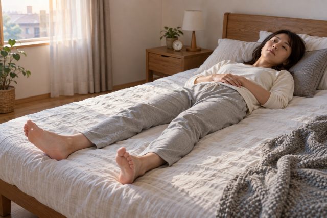 腰痛・骨盤の不調で寝ると足が外に開く？左右差の見方